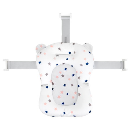 Cadita de baie pliabila, Qmini, Foldy Pro, Cu suport metalic si pernuta de baie, Cu termometru electronic, Cu dop si furtun pentru scurgere, Antiderapanta, 80×49 cm, Alb/Gri [23]
