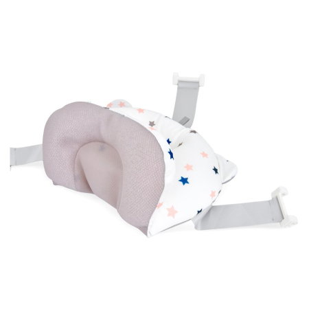 Cadita de baie pliabila, Qmini, Foldy Pro, Cu suport metalic si pernuta de baie, Cu termometru electronic, Cu dop si furtun pentru scurgere, Antiderapanta, 80×49 cm, Alb/Gri [24]