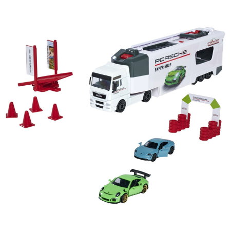 Masinute, trenulete, avioane - Camion Majorette MAN Tgx Porsche Experience cu 2 masinute 3 ani +