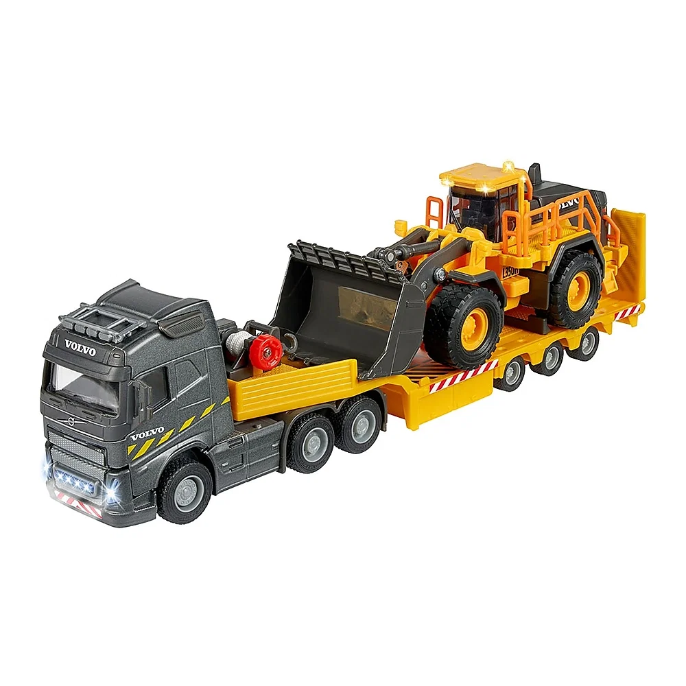 Masinute si camioane - Camion Majorette Volvo cu remorca si buldozer 3 ani +