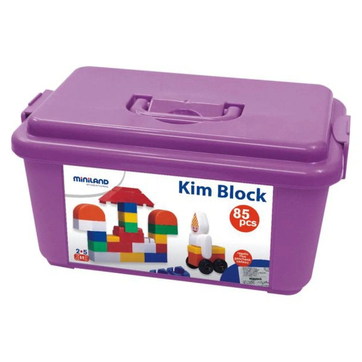 Constructii, cuburi, forme si culori - Caramizi de construit Kim Blocks 85 Miniland 5 ani