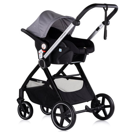 Carucior Bebe 3 in 1 Chipolino Marbella Cloud Grey, cu Landou, Scaun Auto i-Size si Geanta 0 luni [9]