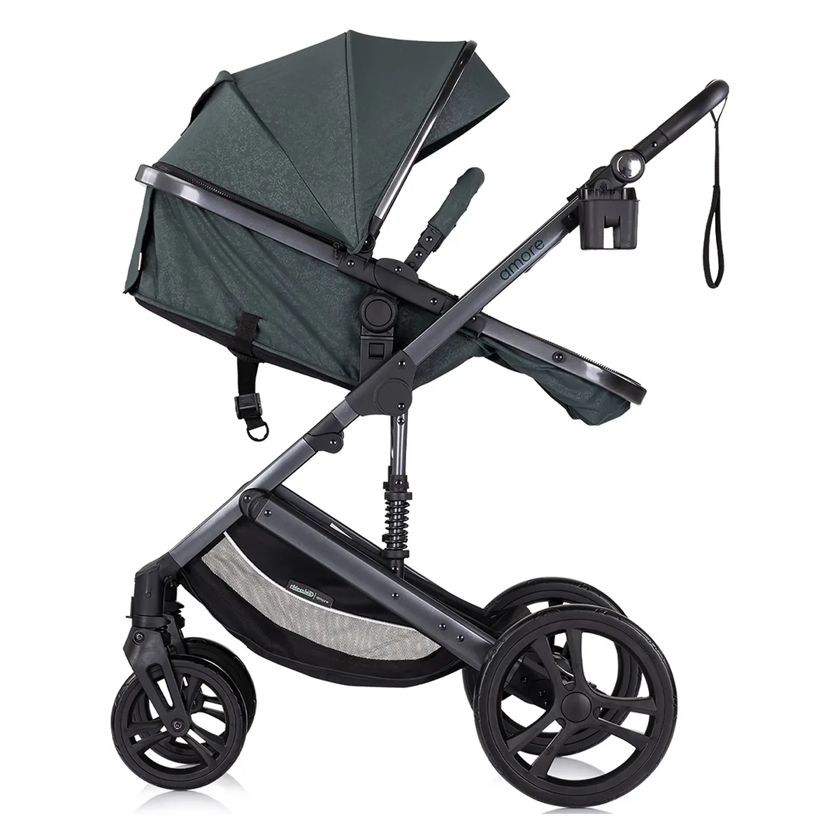 Carucior Bebe 2 in 1 Chipolino Amore Basil, Sezut Reversibil si Transformabil in Landou, cu Geanta si Accesorii 0 luni [5]