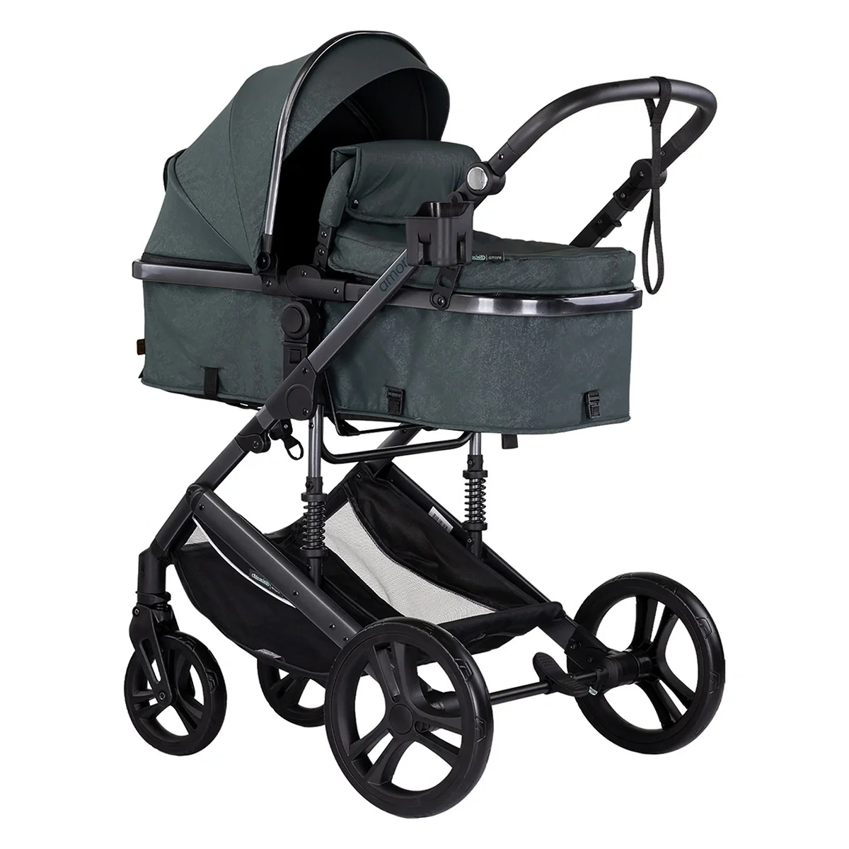 Carucioare 2 in 1 - Carucior Bebe 2 in 1 Chipolino Amore Basil, Sezut Reversibil si Transformabil in Landou, cu Geanta si Accesorii 0 luni