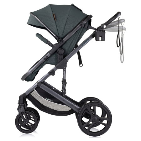 Carucior Bebe 2 in 1 Chipolino Amore Basil, Sezut Reversibil si Transformabil in Landou, cu Geanta si Accesorii 0 luni [4]