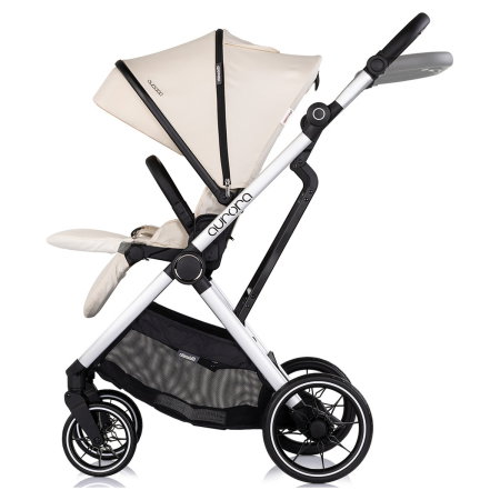 Carucior Chipolino Aurora 3 in 1, pana la 22 kg, scoica auto i-size, cadru usor, pliere usoara, husa picioare, sezut reversibil, gentuta inclusa, Cashmere [8]