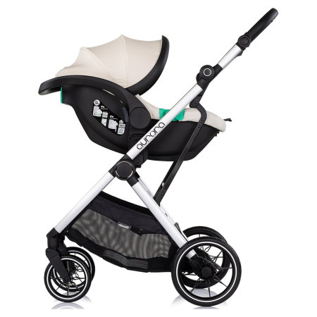Carucior Chipolino Aurora 3 in 1, pana la 22 kg, scoica auto i-size, cadru usor, pliere usoara, husa picioare, sezut reversibil, gentuta inclusa, Cashmere [12]