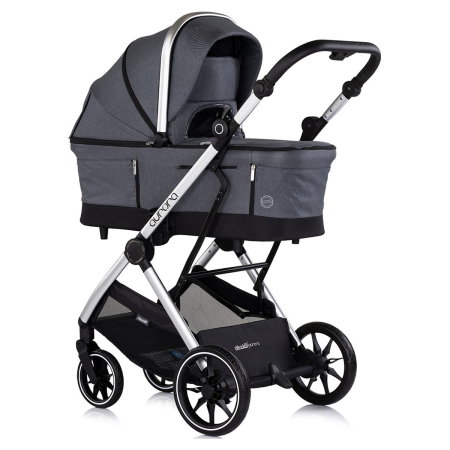 Carucior Chipolino Aurora 3 in 1, pana la 22 kg, scoica auto i-size, cadru usor, pliere usoara, husa picioare, sezut reversibil, gentuta inclusa, Charcoal [1]