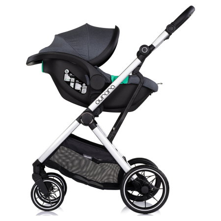 Carucior Chipolino Aurora 3 in 1, pana la 22 kg, scoica auto i-size, cadru usor, pliere usoara, husa picioare, sezut reversibil, gentuta inclusa, Charcoal [12]