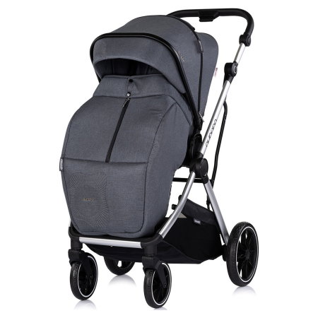 Carucior Chipolino Aurora 3 in 1, pana la 22 kg, scoica auto i-size, cadru usor, pliere usoara, husa picioare, sezut reversibil, gentuta inclusa, Charcoal [6]
