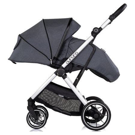 Carucior Chipolino Aurora 3 in 1, pana la 22 kg, scoica auto i-size, cadru usor, pliere usoara, husa picioare, sezut reversibil, gentuta inclusa, Charcoal [11]