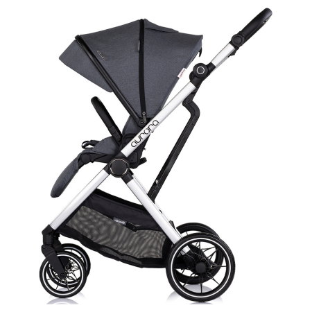 Carucior Chipolino Aurora 3 in 1, pana la 22 kg, scoica auto i-size, cadru usor, pliere usoara, husa picioare, sezut reversibil, gentuta inclusa, Charcoal [7]