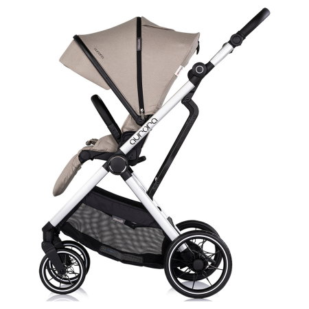 Carucior Chipolino Aurora 3 in 1, pana la 22 kg, scoica auto i-size, cadru usor, pliere usoara, husa picioare, sezut reversibil, gentuta inclusa, Latte [7]