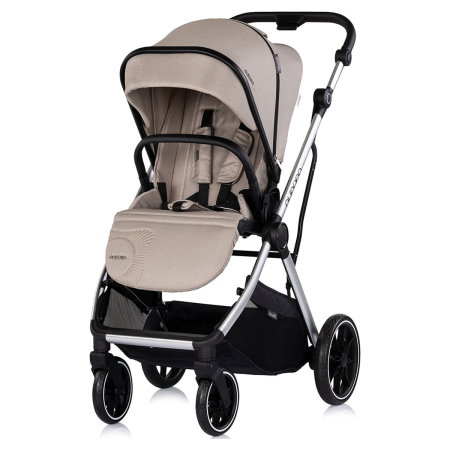 Carucior Chipolino Aurora 3 in 1, pana la 22 kg, scoica auto i-size, cadru usor, pliere usoara, husa picioare, sezut reversibil, gentuta inclusa, Latte [5]