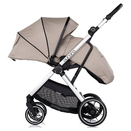 Carucior Chipolino Aurora 3 in 1, pana la 22 kg, scoica auto i-size, cadru usor, pliere usoara, husa picioare, sezut reversibil, gentuta inclusa, Latte [11]