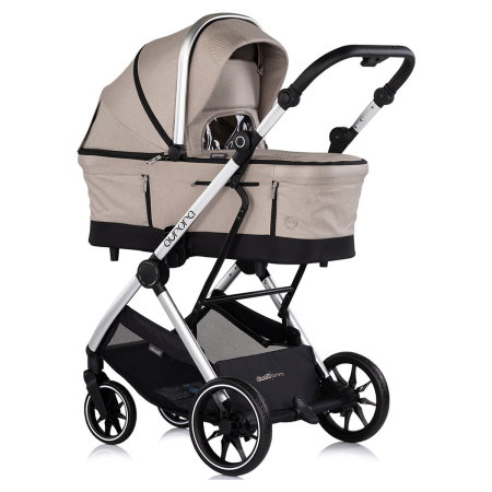 Carucior Chipolino Aurora 3 in 1, pana la 22 kg, scoica auto i-size, cadru usor, pliere usoara, husa picioare, sezut reversibil, gentuta inclusa, Latte [1]