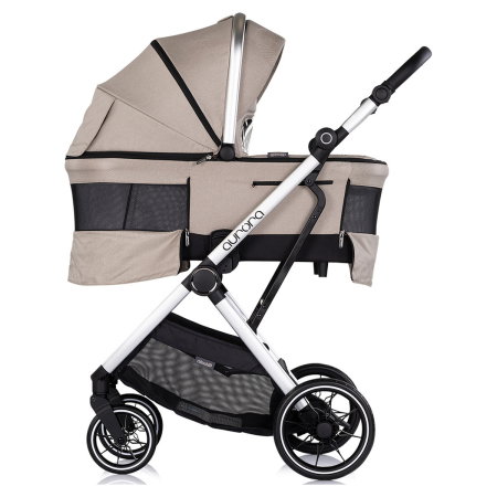 Carucior Chipolino Aurora 3 in 1, pana la 22 kg, scoica auto i-size, cadru usor, pliere usoara, husa picioare, sezut reversibil, gentuta inclusa, Latte [4]