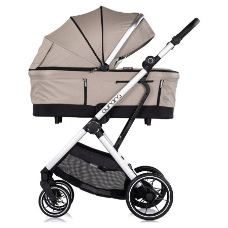 Carucior Chipolino Aurora 3 in 1, pana la 22 kg, scoica auto i-size, cadru usor, pliere usoara, husa picioare, sezut reversibil, gentuta inclusa, Latte [3]