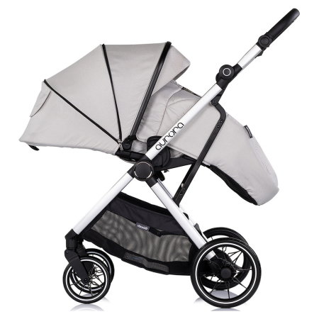 Carucior Chipolino Aurora 3 in 1, pana la 22 kg, scoica auto i-size, cadru usor, pliere usoara, husa picioare, sezut reversibil, gentuta inclusa, Platinum [11]