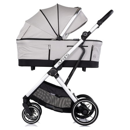Carucior Chipolino Aurora 3 in 1, pana la 22 kg, scoica auto i-size, cadru usor, pliere usoara, husa picioare, sezut reversibil, gentuta inclusa, Platinum [3]