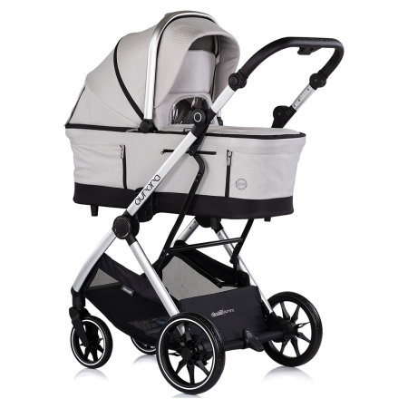 Carucior Chipolino Aurora 3 in 1, pana la 22 kg, scoica auto i-size, cadru usor, pliere usoara, husa picioare, sezut reversibil, gentuta inclusa, Platinum [1]