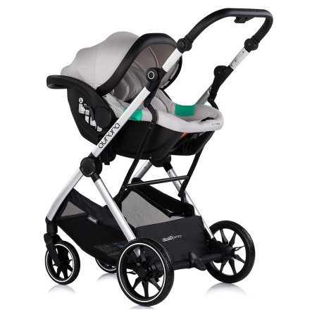 Carucior Chipolino Aurora 3 in 1, pana la 22 kg, scoica auto i-size, cadru usor, pliere usoara, husa picioare, sezut reversibil, gentuta inclusa, Platinum [13]