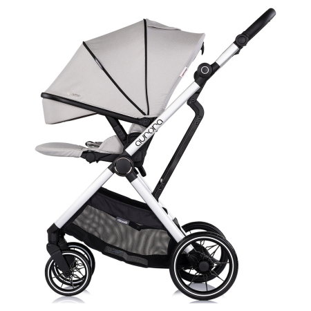 Carucior Chipolino Aurora 3 in 1, pana la 22 kg, scoica auto i-size, cadru usor, pliere usoara, husa picioare, sezut reversibil, gentuta inclusa, Platinum [9]