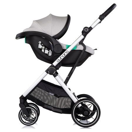 Carucior Chipolino Aurora 3 in 1, pana la 22 kg, scoica auto i-size, cadru usor, pliere usoara, husa picioare, sezut reversibil, gentuta inclusa, Platinum [12]