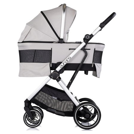 Carucior Chipolino Aurora 3 in 1, pana la 22 kg, scoica auto i-size, cadru usor, pliere usoara, husa picioare, sezut reversibil, gentuta inclusa, Platinum [4]