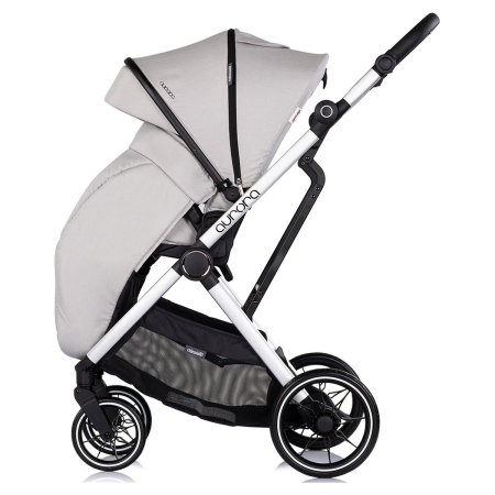 Carucior Chipolino Aurora 3 in 1, pana la 22 kg, scoica auto i-size, cadru usor, pliere usoara, husa picioare, sezut reversibil, gentuta inclusa, Platinum [10]