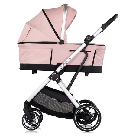 Carucior Chipolino Aurora 3 in 1, pana la 22 kg, scoica auto i-size, cadru usor, pliere usoara, husa picioare, sezut reversibil, gentuta inclusa, Powder pink - roz [2]