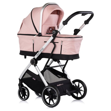 Carucior Chipolino Aurora 3 in 1, pana la 22 kg, scoica auto i-size, cadru usor, pliere usoara, husa picioare, sezut reversibil, gentuta inclusa, Powder pink - roz [1]