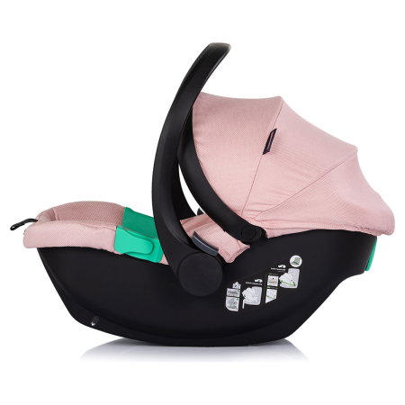 Carucior Chipolino Aurora 3 in 1, pana la 22 kg, scoica auto i-size, cadru usor, pliere usoara, husa picioare, sezut reversibil, gentuta inclusa, Powder pink - roz [19]