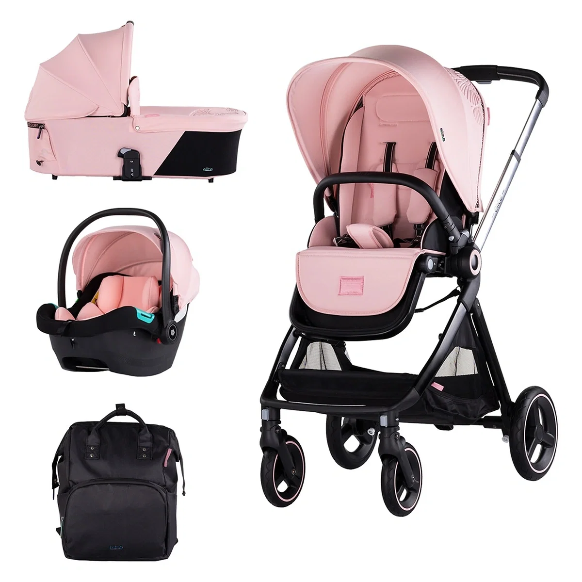 Carucioare 3 in 1 - Carucior Chipolino Elite 3 in 1 pink marshmallow 0 luni