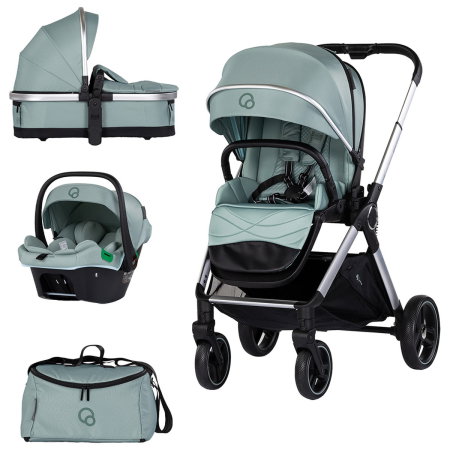 Carucioare 3 in 1 - Carucior Chipolino Euphoria 3 in 1, de la nastere pana la 22 kg, include scoica auto i-size, cadru usor, pliere usoara, husa de picioare si geanta incluse, Matcha