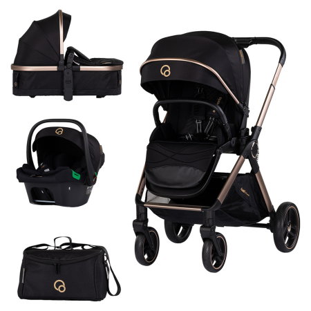Carucioare 3 in 1 - Carucior Chipolino Euphoria 3 in 1, de la nastere pana la 22 kg, include scoica auto i-size, cadru usor, pliere usoara, husa de picioare si geanta incluse, Noir