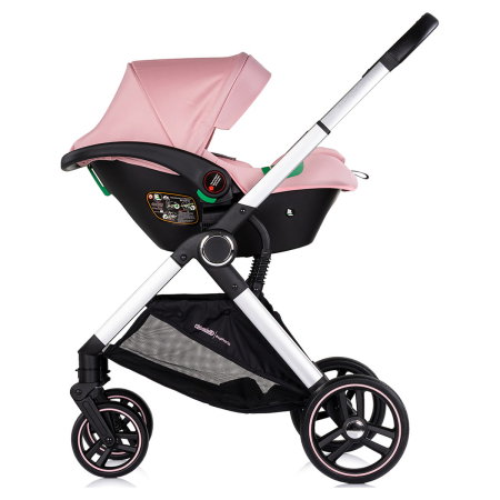 Carucior Chipolino Euphoria 3 in 1, de la nastere pana la 22 kg, include scoica auto i-size, cadru usor, pliere usoara, husa de picioare si geanta incluse, Powder pink [23]