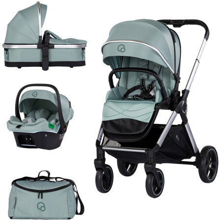 Carucioare 3 in 1 - Carucior Chipolino Euphoria 3 in 1, de la nastere pana la 22 kg, include scoica auto i-size, cadru usor, pliere usoara, husa de picioare si geanta incluse, Matcha