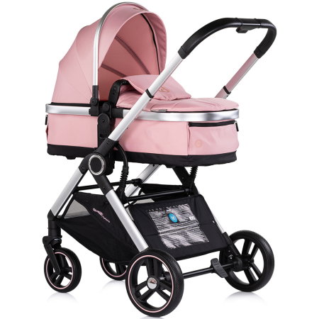 Carucior Chipolino Euphoria 3 in 1, de la nastere pana la 22 kg, include scoica auto i-size, cadru usor, pliere usoara, husa de picioare si geanta incluse, Powder pink [1]