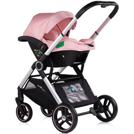 Carucior Chipolino Euphoria 3 in 1, de la nastere pana la 22 kg, include scoica auto i-size, cadru usor, pliere usoara, husa de picioare si geanta incluse, Powder pink [12]