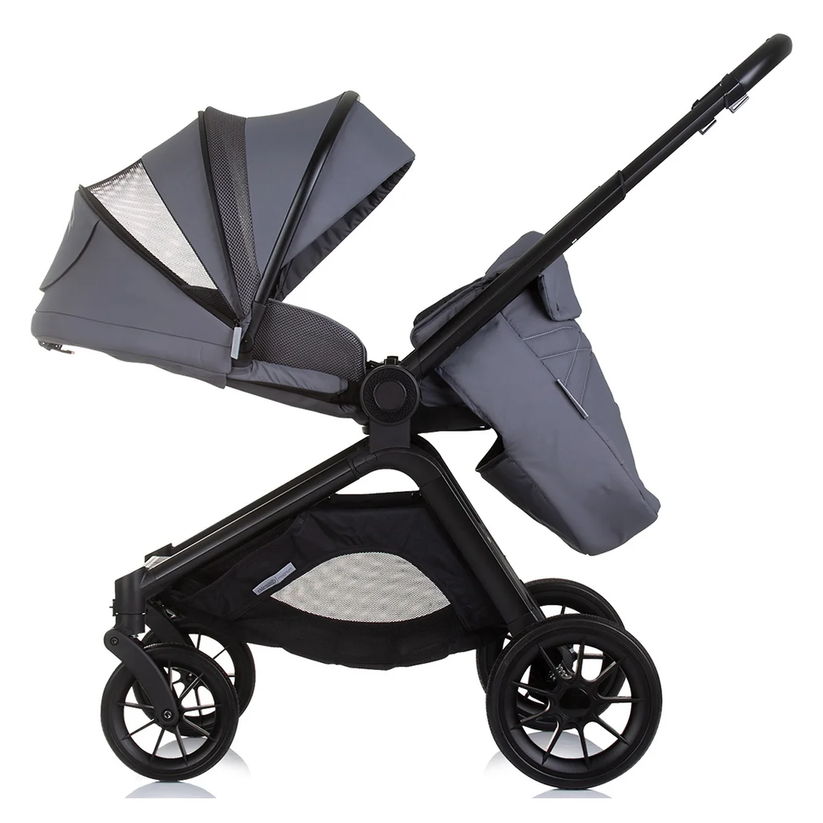 Carucior Bebe 3 in 1 Chipolino Magnum Anthracite, cu Landou, Scaun Auto i-Size, Rucsac si Husa Picioare 0 luni [10]