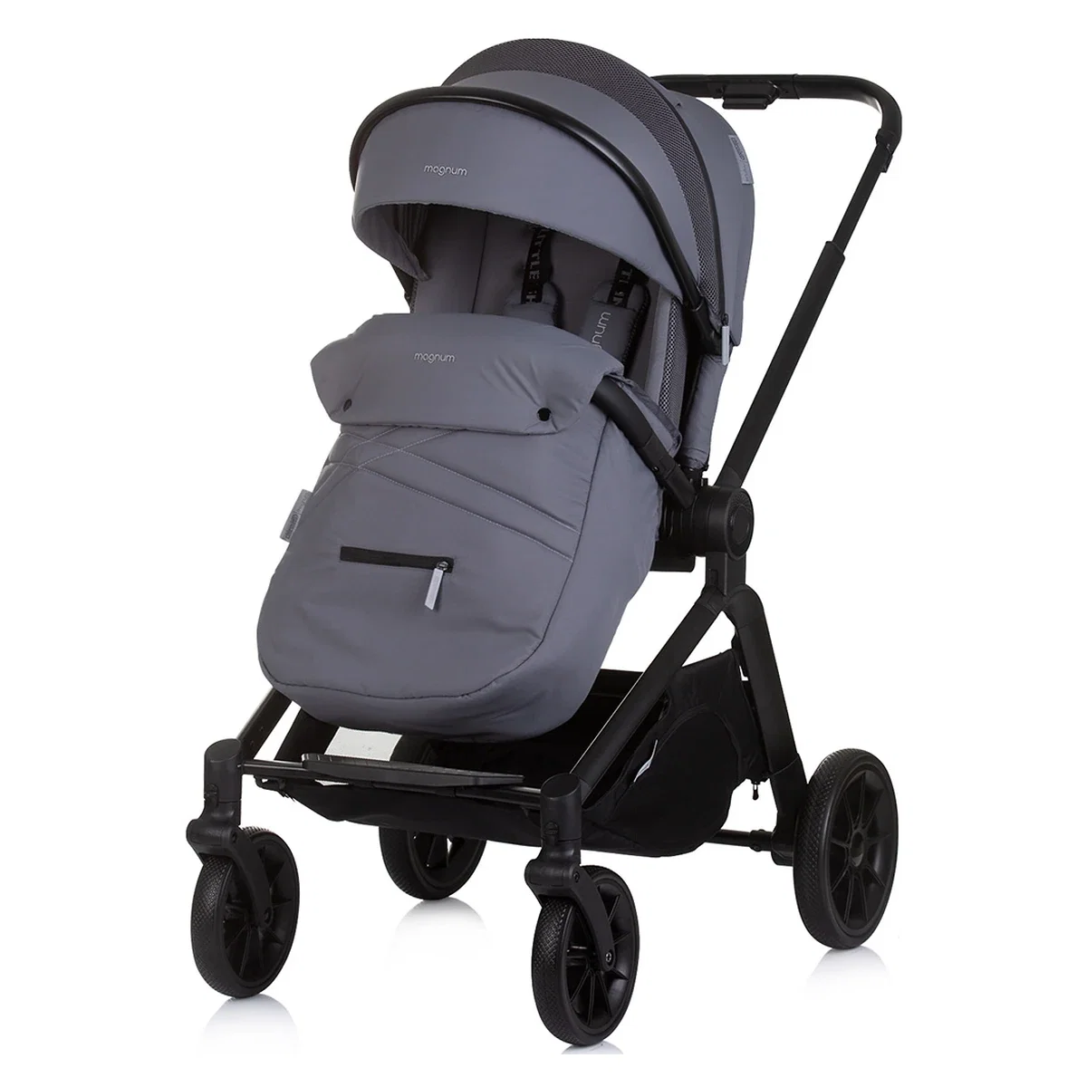 Carucior Bebe 3 in 1 Chipolino Magnum Anthracite, cu Landou, Scaun Auto i-Size, Rucsac si Husa Picioare 0 luni [5]