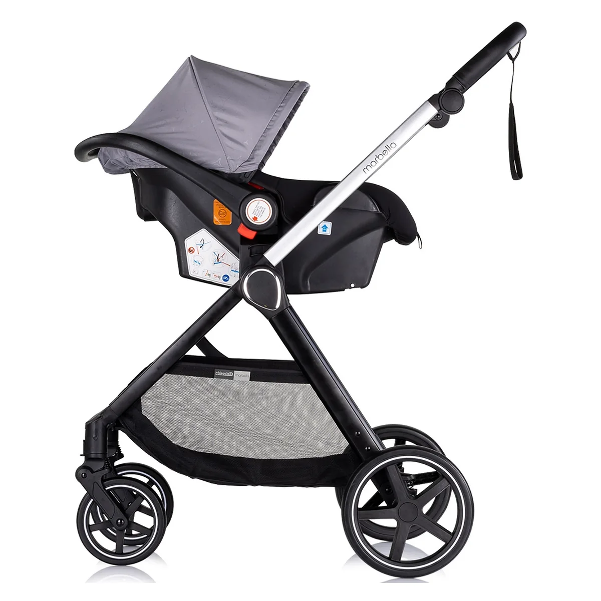 Carucior Bebe 3 in 1 Chipolino Marbella Cloud Grey, cu Landou, Scaun Auto i-Size si Geanta 0 luni [8]