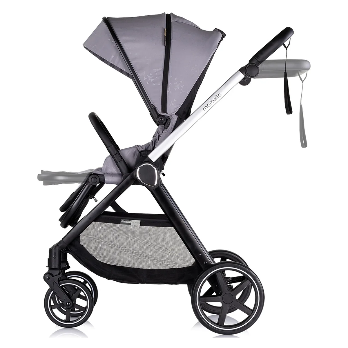 Carucior Bebe 3 in 1 Chipolino Marbella Cloud Grey, cu Landou, Scaun Auto i-Size si Geanta 0 luni [5]