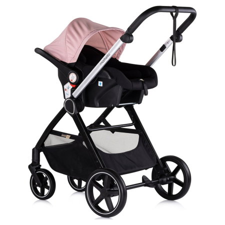 Carucior Chipolino Marbella 3 in 1, de la nastere pana la 22 kg, include scoica auto i-size, cadru usor, pliere compacta, sezut reversibil, gentuta inclusa, Pink marshmallow [9]