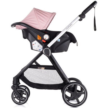 Carucior Chipolino Marbella 3 in 1, de la nastere pana la 22 kg, include scoica auto i-size, cadru usor, pliere compacta, sezut reversibil, gentuta inclusa, Pink marshmallow [8]