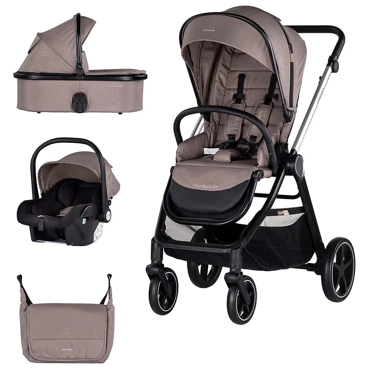 Carucioare 3 in 1 - Carucior Chipolino Marbella 3 in 1 tiramisu 0 luni