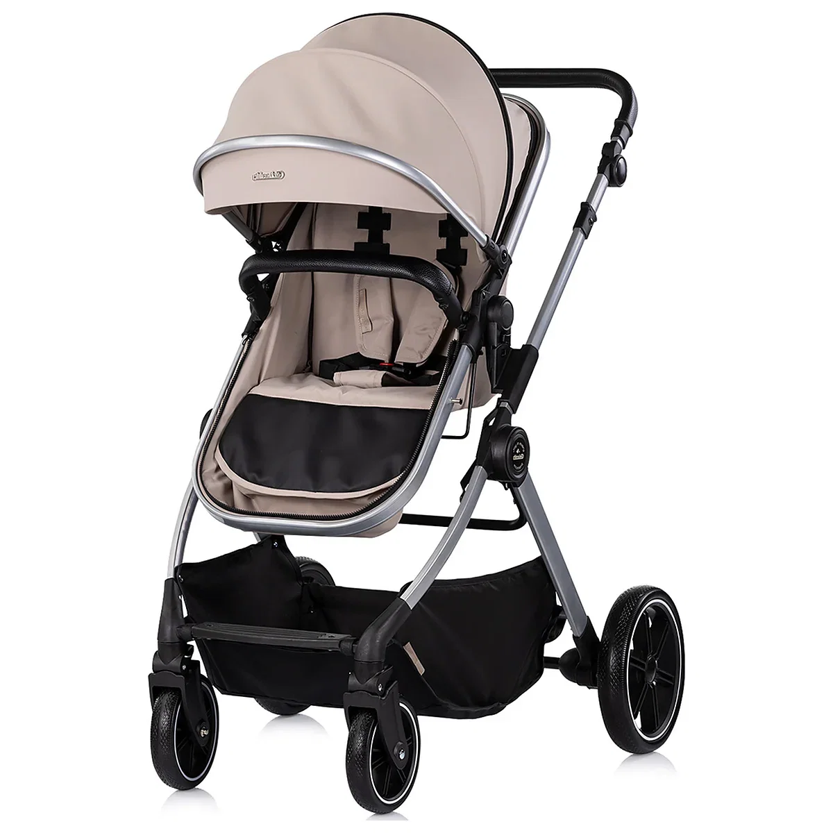 Carucior Chipolino Pearl 2 in 1, Sezut reversibil, Husa de picioare, Gentuta parinti, Pana la 22 kg, Latte [1]