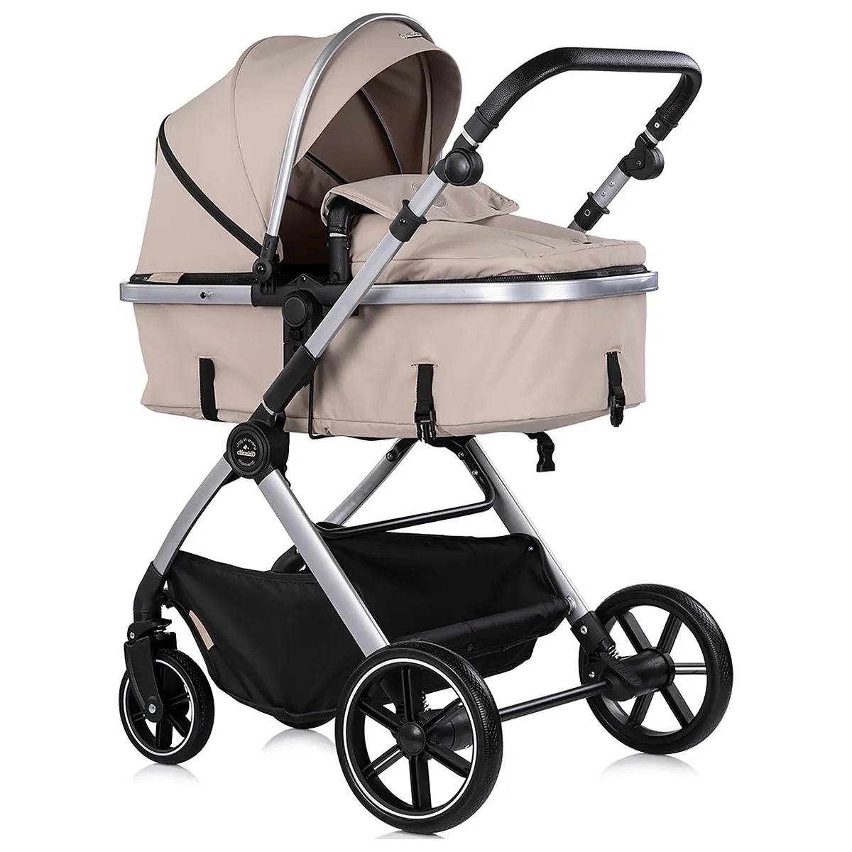 Carucior Chipolino Pearl 3 in 1, Cu scoica auto, Sezut reversibil, Husa de picioare, Gentuta parinti, Pana la 22 kg, Latte [1]