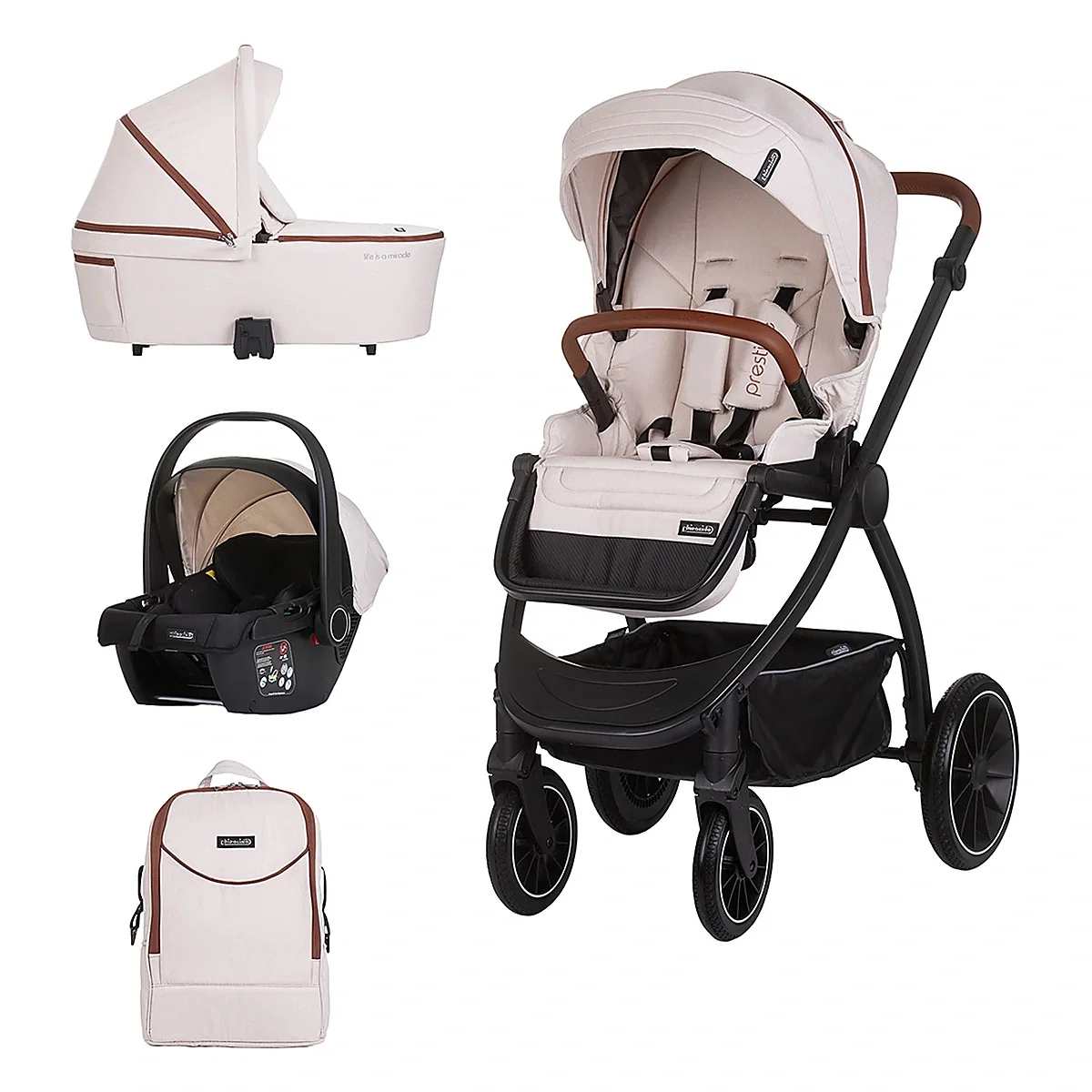 Carucioare 3 in 1 - Carucior Chipolino Prestige 3 in 1, Biscotta 0 luni